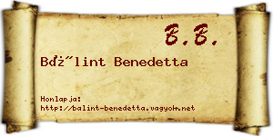 Bálint Benedetta névjegykártya